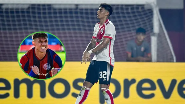 Agustín Ruberto festeja gol en River.