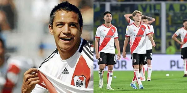 Alexis Sánchez y los jugadores de River.
