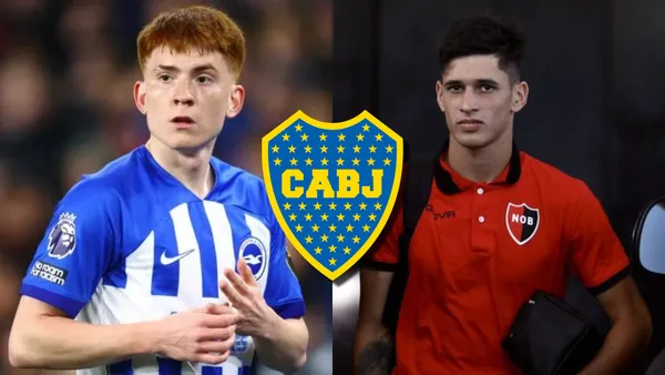 Barco jugando en Brighton y Aguirre con la chomba de Newell's.