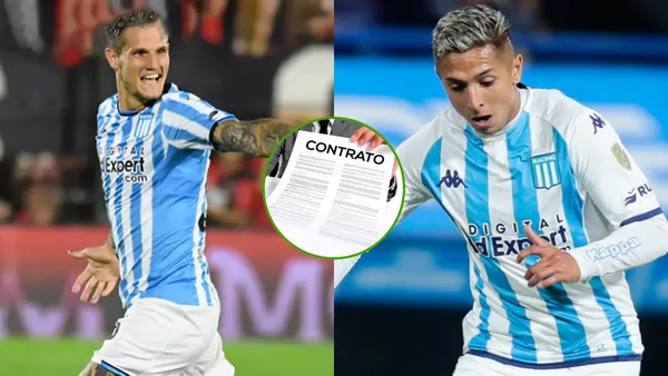 Bruno Zuculini y Agustín Almendra con la camiseta de Racing