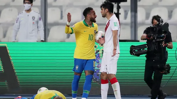Carlos Augusto Zambrano tuvo un fuerte altercado con Neymar Jr. en su partido de Eliminatorias Qatar 2022.