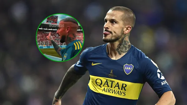 Darío Benedetto celebra un gol con la camiseta de Boca Juniors