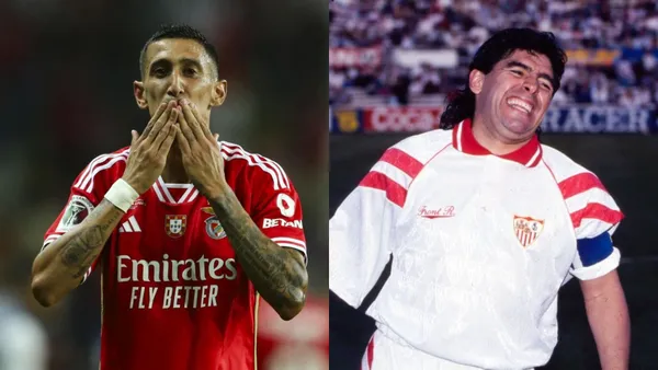 Diego Armando Maradona y Ángel Di María.