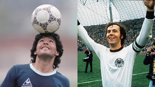 Diego Maradona y Franz Beckenbauer.
