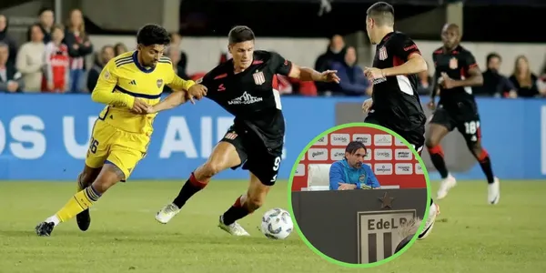Diego Martínez en conferencia tras el partido de Boca vs. Estudiantes.