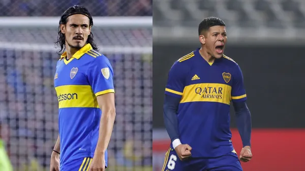 Edinson Cavani y Marcos Rojo.
