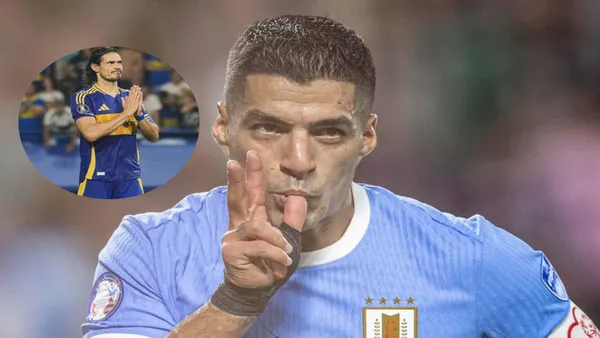 El emotivo mensaje de Suárez a Cavani (Infobae)