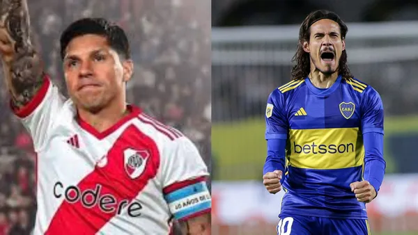 Enzo Pérez y Edinson Cavani.