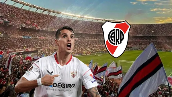 Erik Lamela grita un gol con la camiseta del Sevilla.