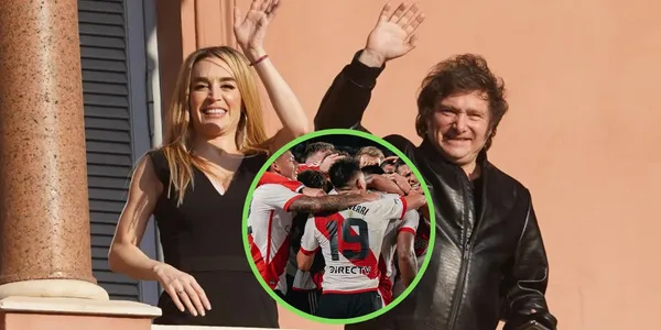 Fatima Florez, Milei y los jugadores de River.
