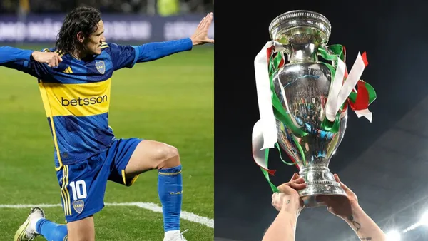 Festejo de Edinson Cavani en Boca Juniors.