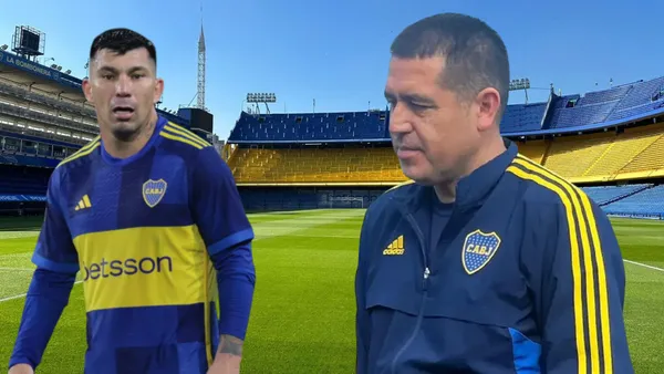 Gary Medel y Juan Román Riquelme (Foto tomada de: ESPN/Boca Juniors/Popular)