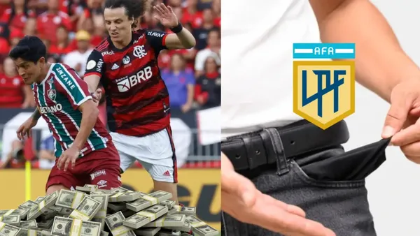 Germán Cano y David Luiz disputan una pelota en el Brasileirao