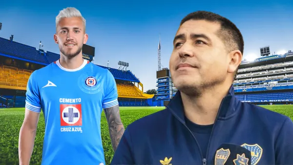 Gonzalo Piovi y Juan Román Riquelme (Foto tomada de: Wikipedia/Cruz Azul)