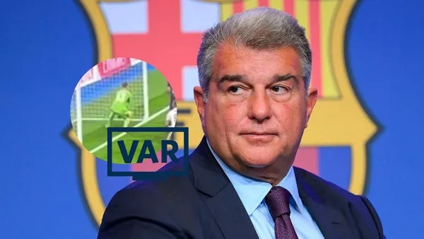 Joan Laporta en la sala de prensa del Barcelona