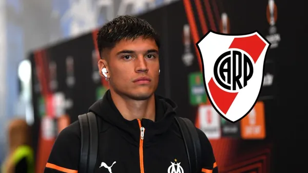 Joaquín Correa con los atuendos del Olympique de Marsella (2024).