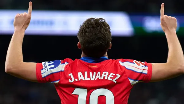 La dedicatoria especial de Álvarez en su festejo (Infobae)