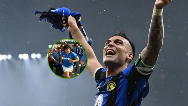 Lautaro Martínez festejando con el Inter de Milán