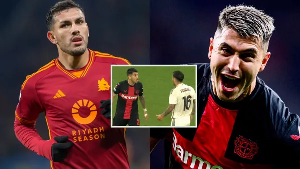 Leandro Paredes con la camiseta de Roma y Palacios con la casaca de Bayer Leverkusen.