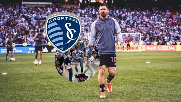 Lionel Messi haciendo el precalentamiento con Inter Miami