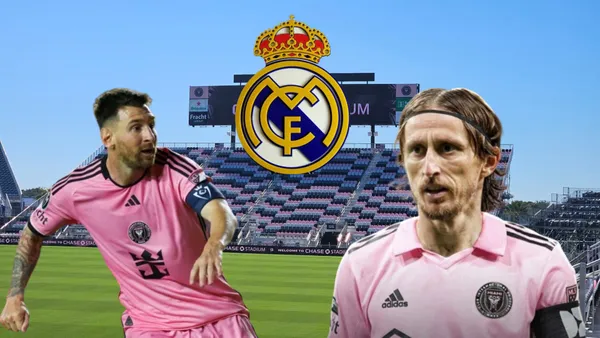 Lionel Messi y Luka Modric con la camiseta de Inter Miami.