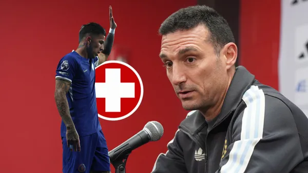 Lionel Scaloni con cara de preocupación
