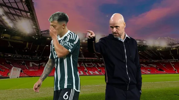 Lisandro Martínez y Erik Ten Hag.