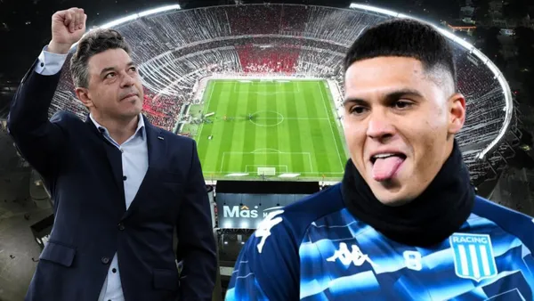 Marcelo Gallardo y Juan Fernando Quintero (Foto tomada de: Top/Caracol/Conmebol)