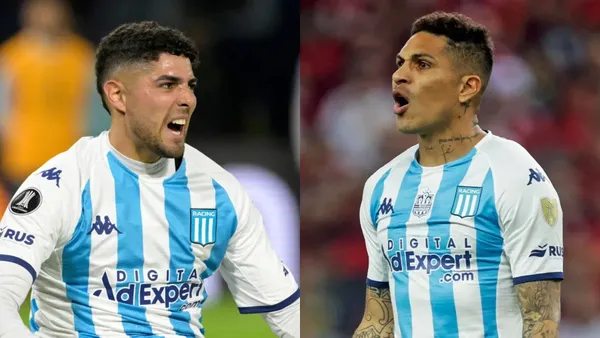 Maximiliano Romero y Paolo Guerrero con la camiseta de Racing