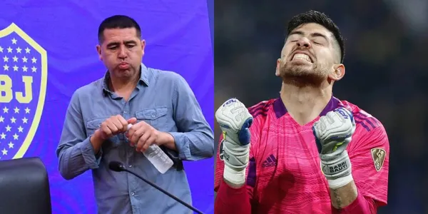 Riquelme junto a Agustín Rossi.