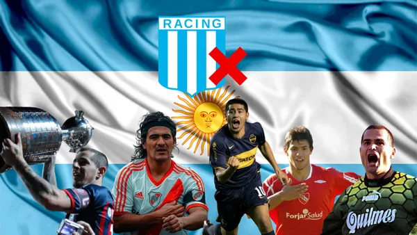 Romagnoli, Ortega, Riquelme, Agüero y Chilavert con sus respectivas camisetas.