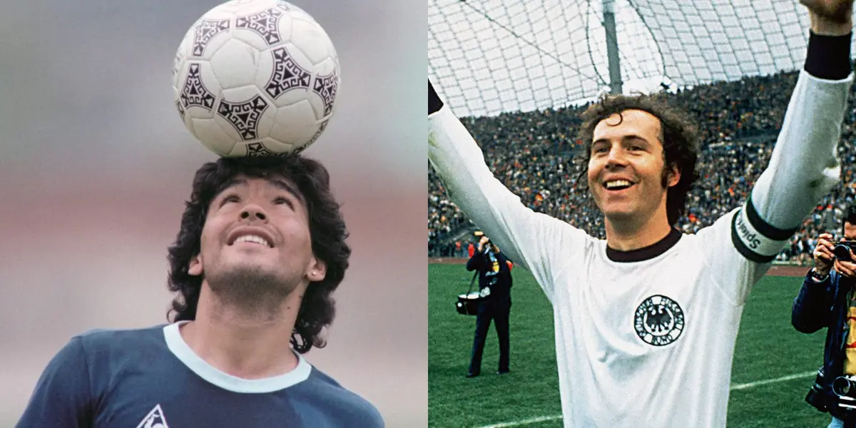 Diego Maradona y Franz Beckenbauer.