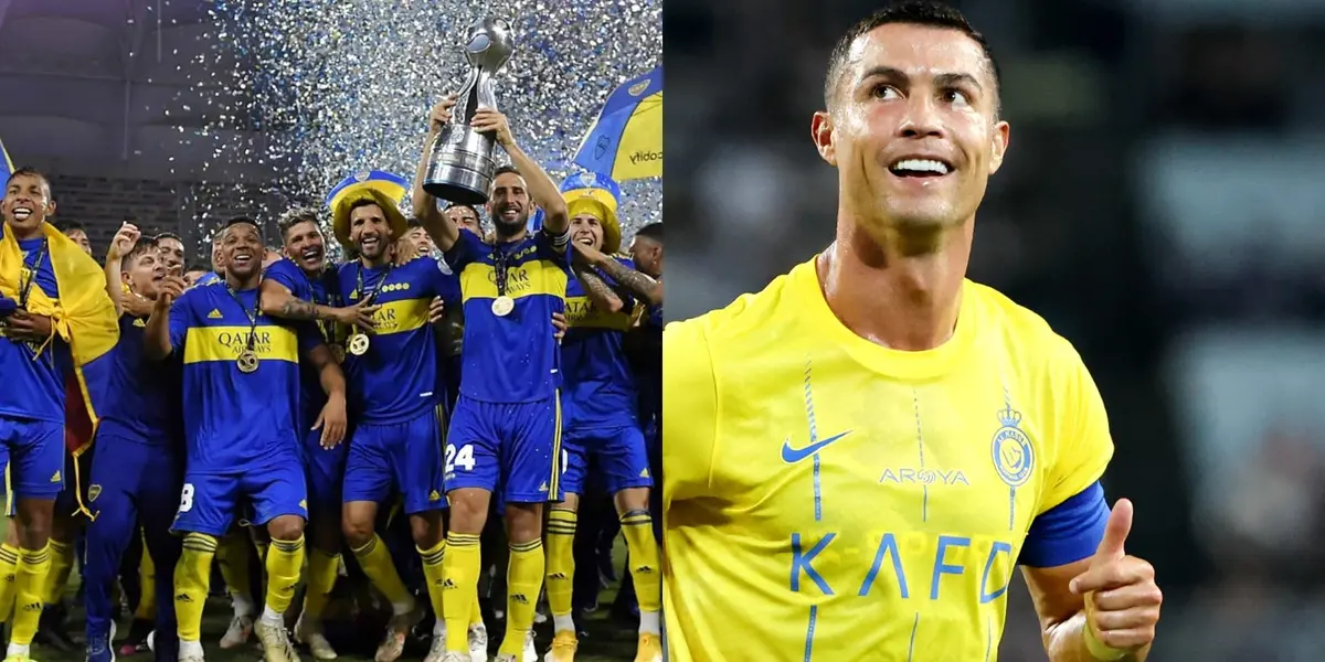 Jugadores de Boca campeones junto a Cristiano Ronaldo.