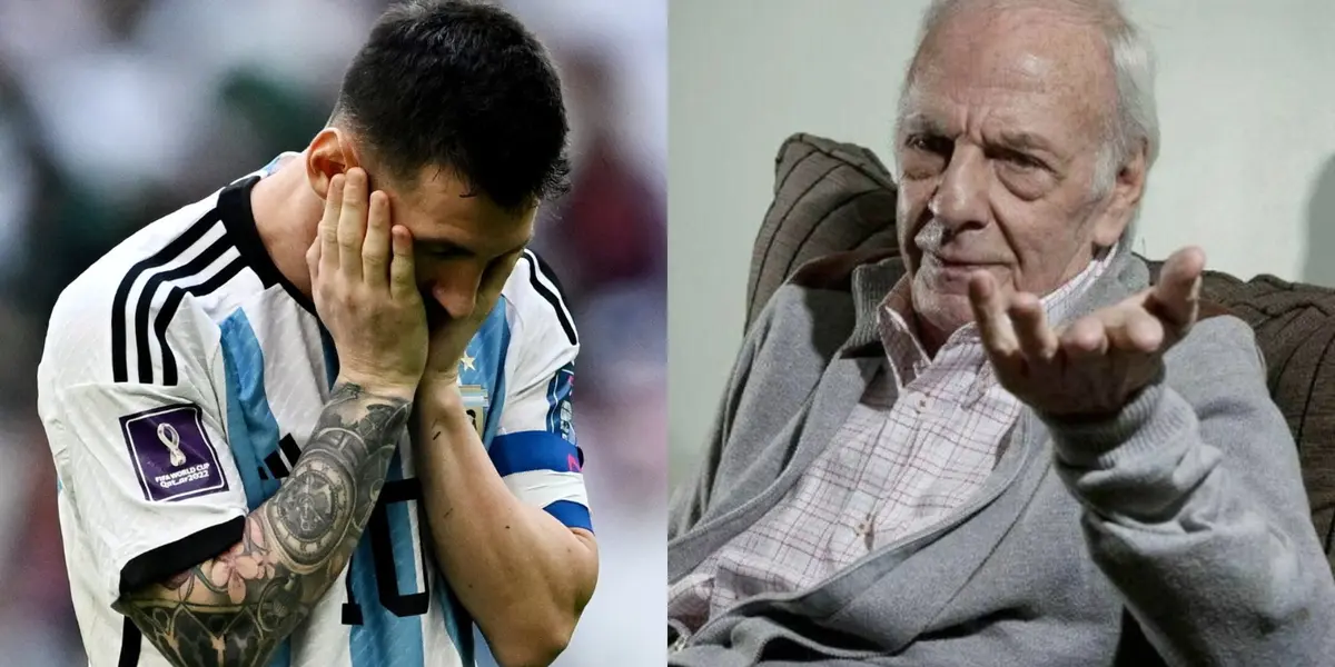 Lionel Messi tras perder un partido con la Selección Argentina, y a su lado César Luis Menotti.