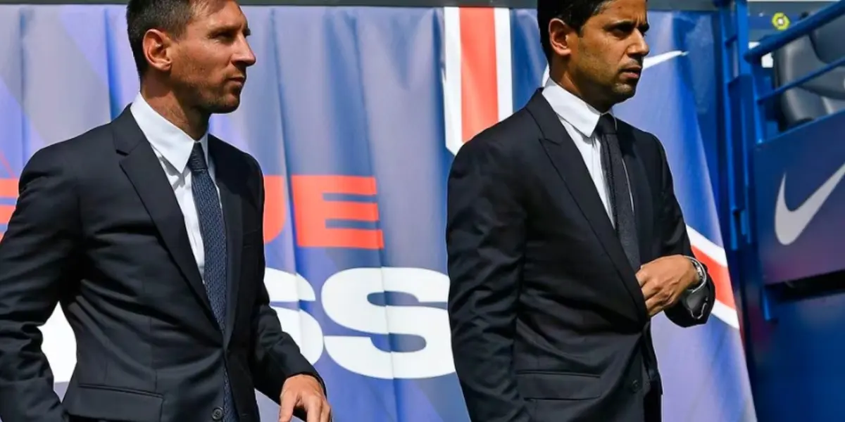 Messi y Nasser Al-Khelaïfi