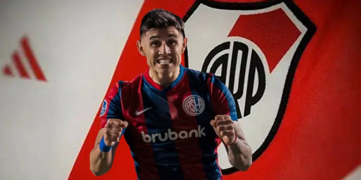 Adam Bareiro festeja un gol con San Lorenzo.