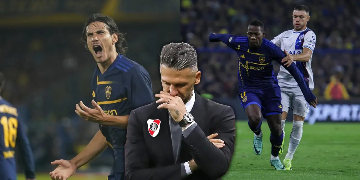 Advíncula y Cavani junto a Demichelis.