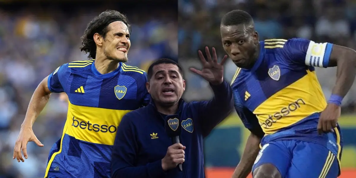 Advíncula y Cavani junto a Riquelme.