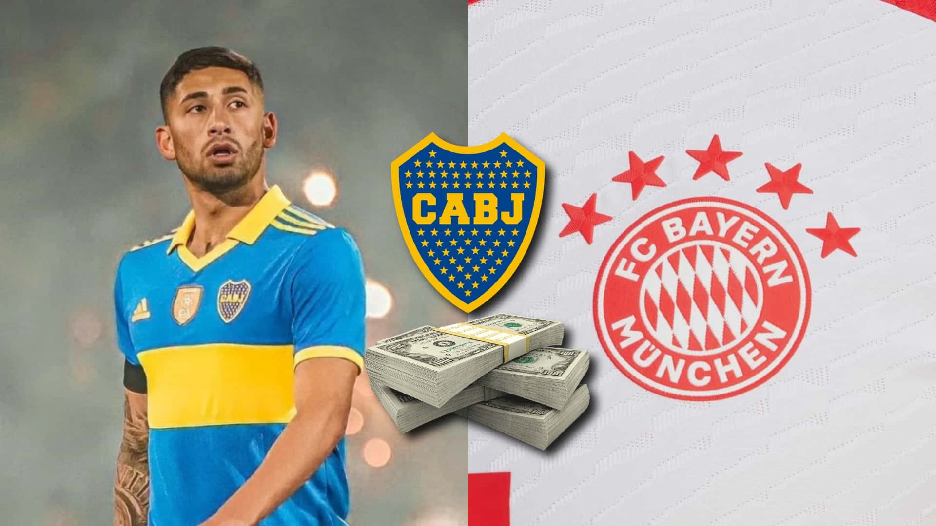 Alan Varela con la remera de Boca Juniors. El dinero que une al Xeneize y Bayern Múnich.