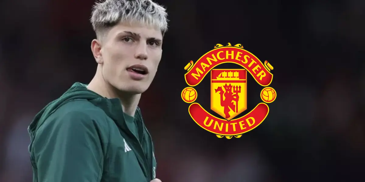 Alejandro Garnacho en el precalentamiento con Manchester United