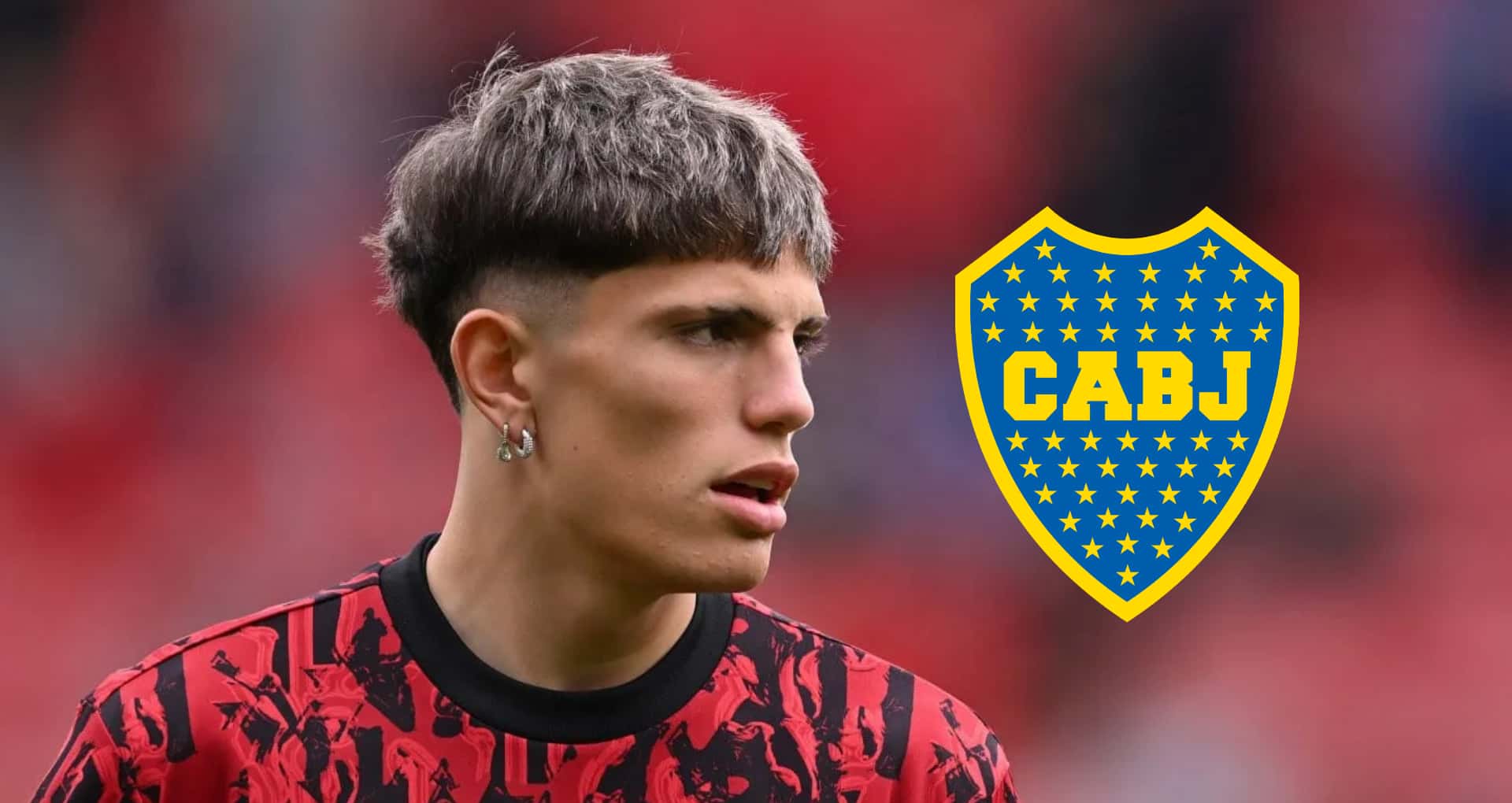 Alejandro Garnacho en la previa de un partido con Manchester United.