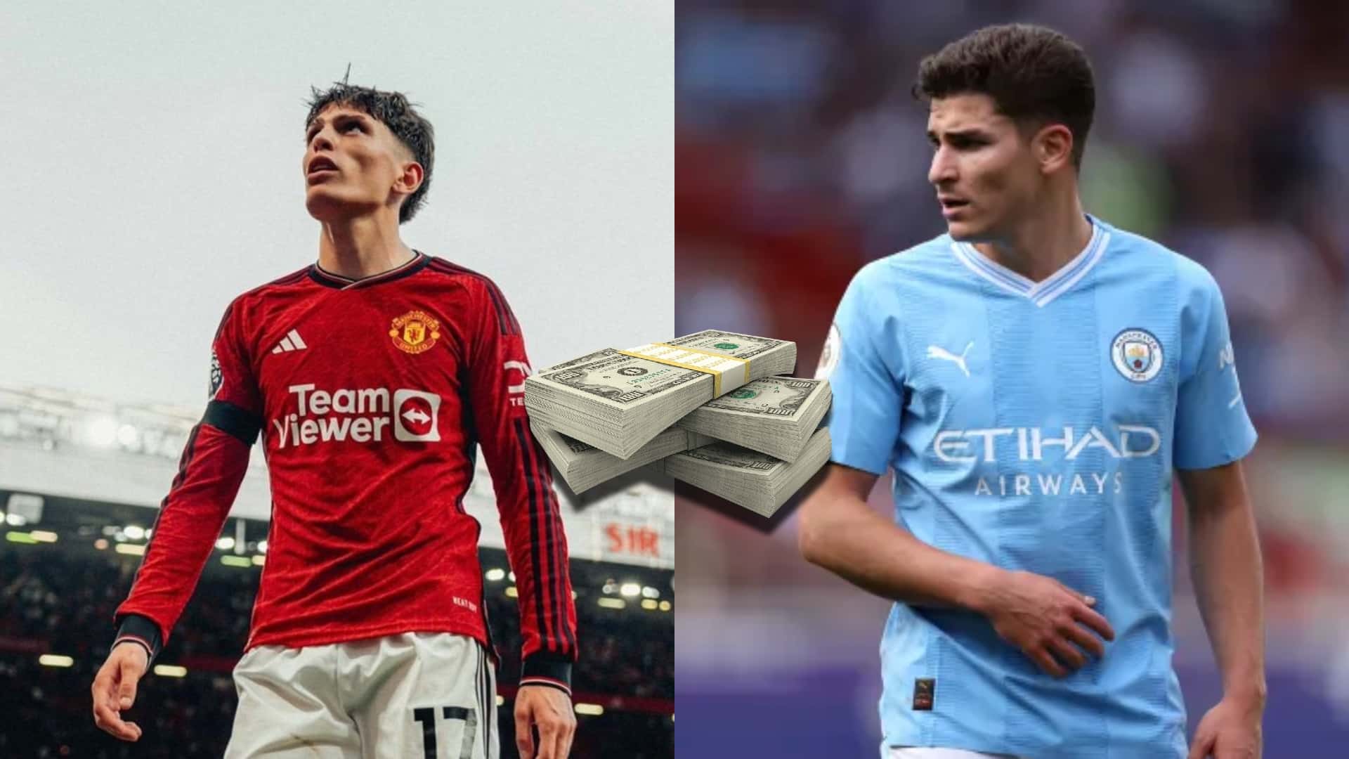 Alejandro Garnacho y Julián Álvarez, figuras argentinas en cada vereda de Manchester.