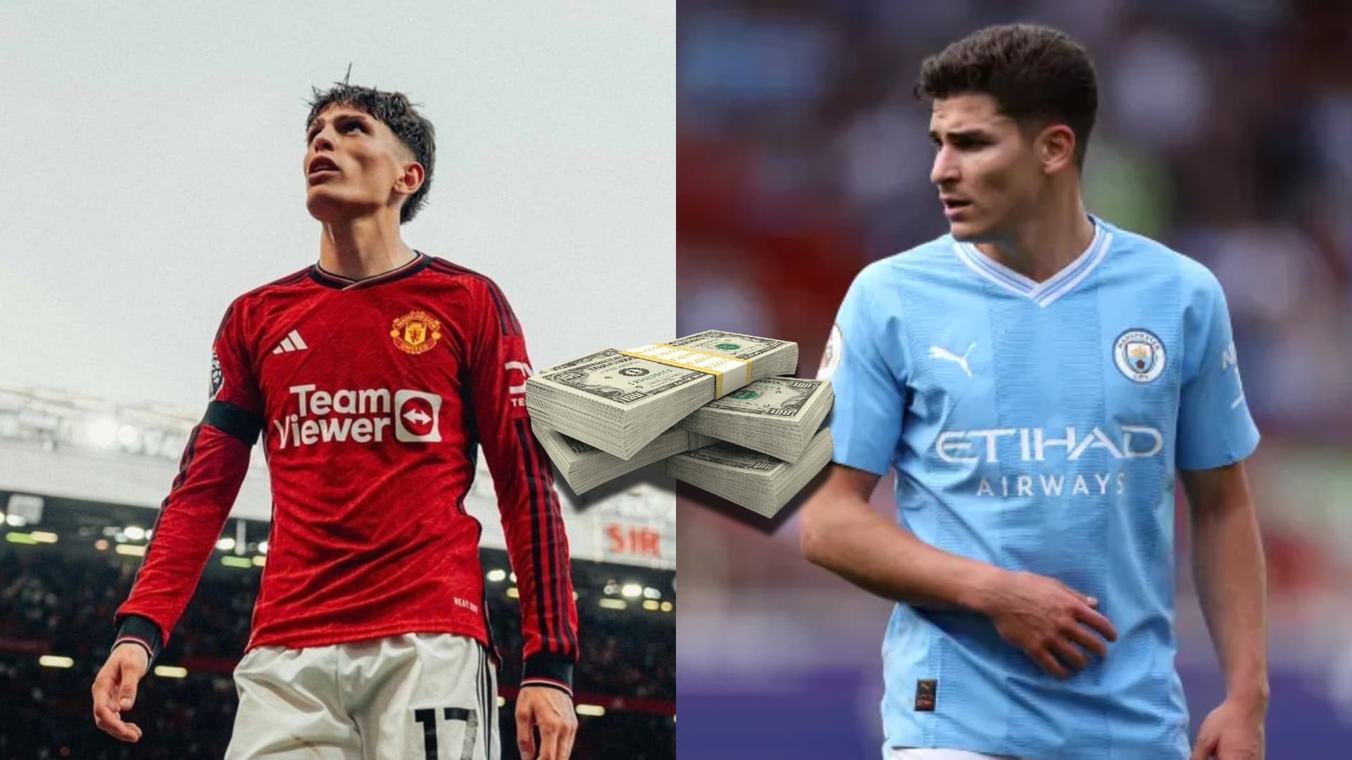 Alejandro Garnacho y Julián Álvarez, figuras argentinas en cada vereda de Manchester.
