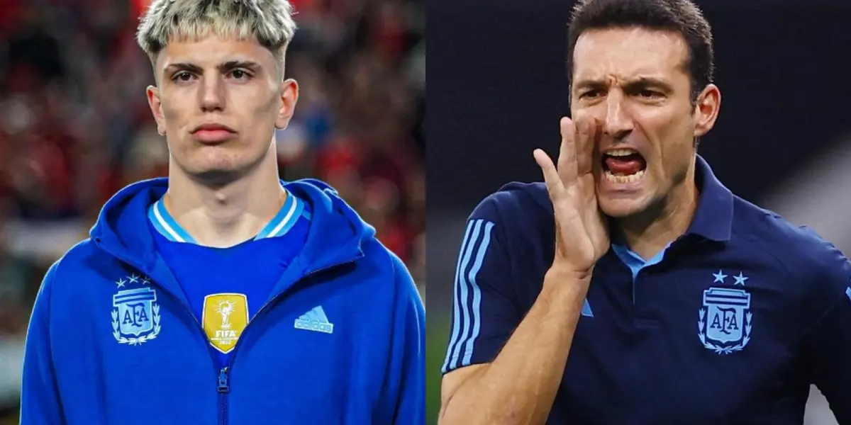 Alejandro Garnacho y Lionel Scaloni en Argentina.