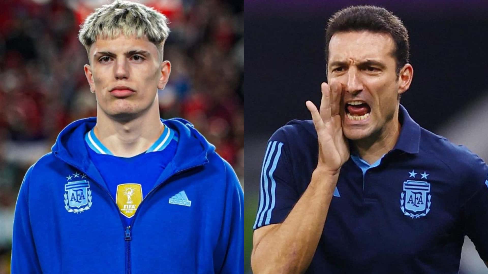 Alejandro Garnacho y Lionel Scaloni en Argentina.