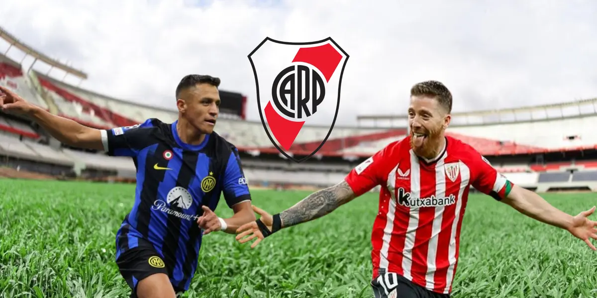 Alexis Sánchez e Íker Muniain dentro del estadio Monumental de River.