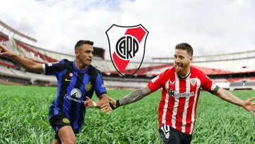 Alexis Sánchez e Íker Muniain dentro del estadio Monumental de River.