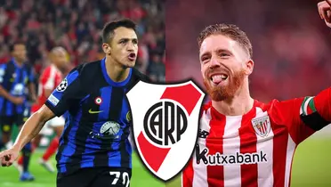 Alexis Sánchez, Muniain y el escudo de River.