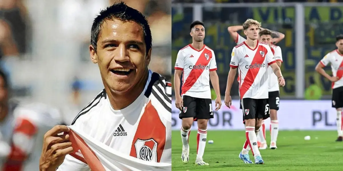 Alexis Sánchez y los jugadores de River.