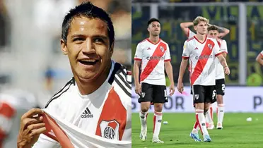 Alexis Sánchez y los jugadores de River.